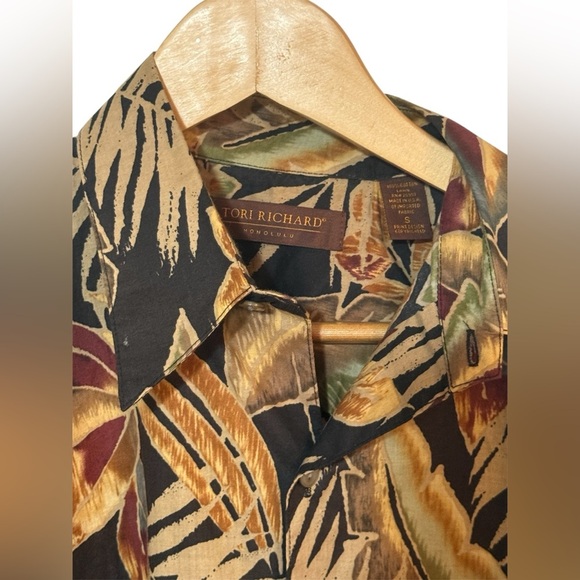 Vintage Tori Richard Leaf Print Men's Small Short Sleeve Shirt Made in Hawaii - Picture 2 of 4